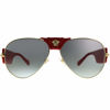 Picture of Versace Baroque VE 2150Q 100211 Gold Red Leather Metal Aviator Sunglasses Grey Gradient Lens