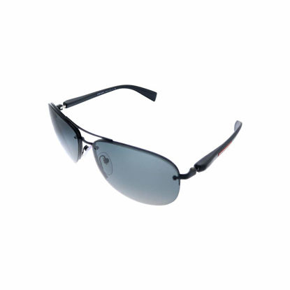 Picture of Prada Linea Rossa PS 56MS 1BO1A1 Black Metal Pilot Sunglasses Grey Lens