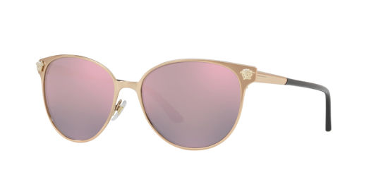 Picture of Versace Woman Sunglasses Pink Gold Frame, Dark Grey Mirror Pink Lenses, 57MM