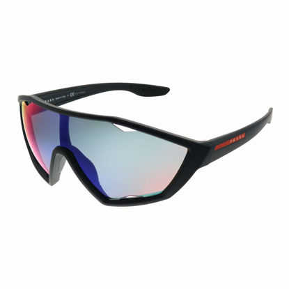 Picture of Prada Active PS 10US DG09Q1 Black Rubber Plastic Sport Sunglasses Blue Mirror Red Lens