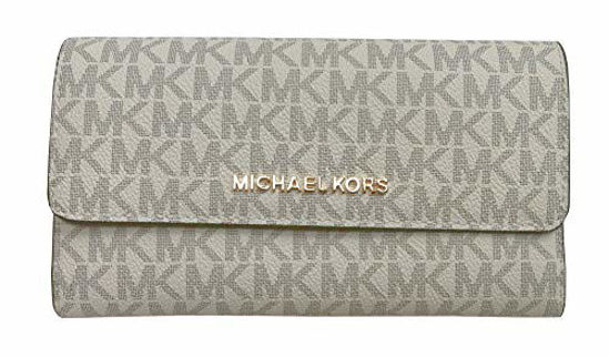 Picture of Michael Kors Women's Jet Set Travel Large Trifold Wallet No Size (Vanilla/Acrn)