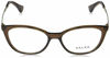 Picture of Ralph by Ralph Lauren Women's RA7114 Cat Eye Prescription Eyewear Frames, Shiny Transparent Brown/Demo Lens, 54 mm