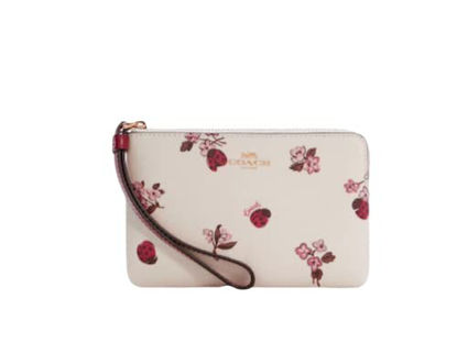 Picture of Coach Corner Zip Wristlet Bag With Ladybug Floral Print