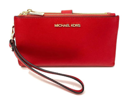 Picture of Michael Kors Jet Set Travel Double Zip Saffiano Leather Wristlet Wallet (Flame)