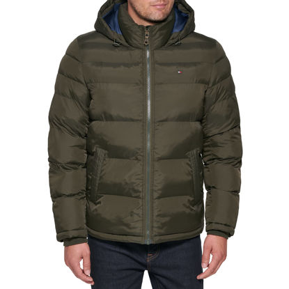 Picture of Tommy Hilfiger Men's Big & Tall Hooded Puffer Jacket, Olive, 4X Big