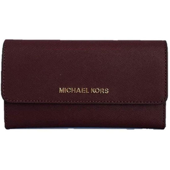 Picture of Michael Kors Jet Set Travel Large Trifold Saffiano Leather Wallet - Merlot