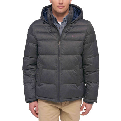 Picture of Tommy Hilfiger Men's Big and Tall Hooded Puffer Jacket, heather charcoal, 4X-Large Tall