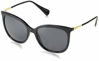 Picture of Ralph by Ralph Lauren Women's RA5248 Square Sunglasses, Shiny Black/Polarized Dark Grey, 56 mm