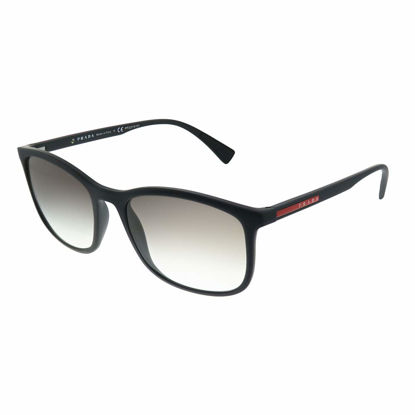 Picture of Prada PS 01TS DG00A7 Black Rubber Plastic Rectangle Sunglasses Grey Gradient Len