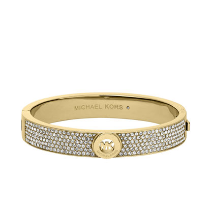 Picture of Michael Kors Women's Gold Tone Pave Fulton Hinge Bangle Bracelet (Model: MKJ3998710)