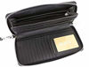 Picture of Michael Kors Jet Set Travel Continental Zip Around Leather Wallet Wristlet (Black PVC/Silver Hardware)