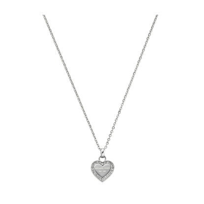 Picture of Michael Kors Silver Tone Logo Heart Pendant Necklace