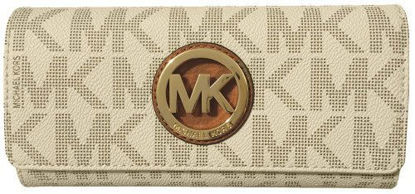 Picture of Michael Kors Signature PVC Fulton Flap Wallet (Vanilla)