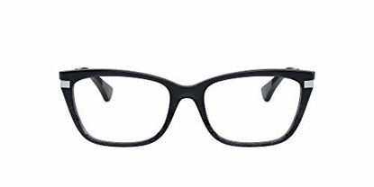 Picture of Ralph by Ralph Lauren Women's RA7119 Butterfly Prescription Eyewear Frames, Shiny Black Gradient Glitter/Demo Lens, 54 mm