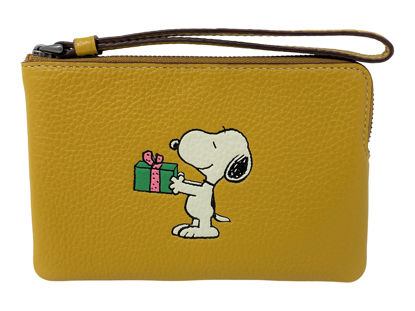 Picture of COACH X Peanuts Corner Zip Wristlet With Snoopy Present Motif