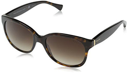 Picture of Ralph by Ralph Lauren Women's RA5191 Cat Eye Sunglasses, Shiny Dark Havana/Gradient Brown, 55 mm