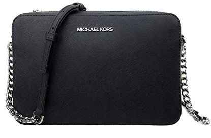 Picture of Michael Kors Women's Jet Set Item Crossbody Bag in Black with Silver hardware (Black/Silver)