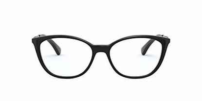 Picture of Ralph by Ralph Lauren Women's RA7114 Cat Eye Prescription Eyewear Frames, Shiny Black/Demo Lens, 54 mm