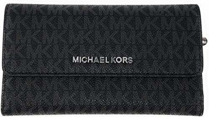 Picture of Michael Kors Jet Set Travel Large Trifold Leather Wallet (Black PVC 2018), Medium