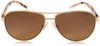 Picture of Ralph by Ralph Lauren Women's RA4004 Aviator Sunglasses, Shiny Gold/Polarized Yellow Gradient Brown, 59 mm