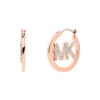 Picture of Michael Kors Rose Gold-Tone Plated Brass Pavé Logo Hoop Earrings