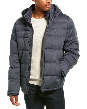 Picture of Tommy Hilfiger Men's Big & Tall Hooded Puffer Jacket, Heather Navy, 5X Big