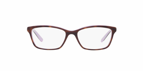 Picture of Ralph by Ralph Lauren Women's RA7044 Cat Eye Prescription Eyewear Frames, Shiny Dark Havana On Violet/Demo Lens, 52 mm