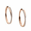 Picture of Michael Kors Pave Rose Gold Tone Cross Over Hoop Earrings