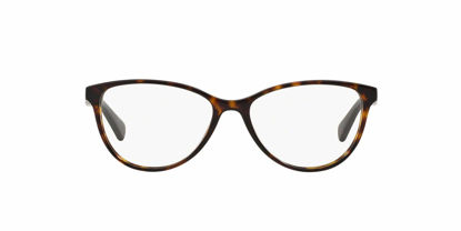 Picture of Ralph by Ralph Lauren Women's RA7061 Cat Eye Prescription Eyewear Frames, Shiny Dark Havana/Demo Lens, 54 mm