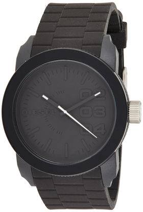 Picture of Diesel Men's 52mm Double Down Quartz Silicone Three-Hand Watch, Color: Black (Model: DZ1437)