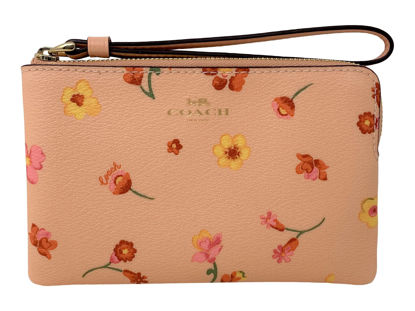 Picture of Coach Corner Zip Wristlet In Signature Coated Canvas With Mystical Floral Print Style No. C8701