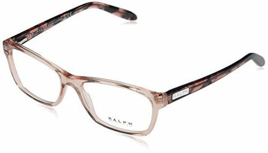 Picture of Ralph by Ralph Lauren Women's RA7039 Square Prescription Eyewear Frames, Shiny Transparent Pink/Demo Lens, 51 mm