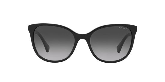 Picture of Ralph by Ralph Lauren Women's RA5282U Universal Fit Cat Eye Sunglasses, Shiny Black/Gradient Grey, 55 mm