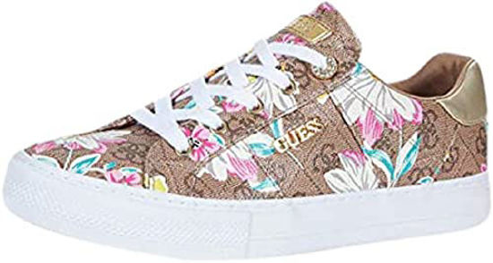 Picture of GUESS womens Loven Sneaker, Brown Floral, 5 US