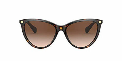 Picture of Ralph by Ralph Lauren Women's RA5270 Butterfly Sunglasses, Shiny Dark Havana/Gradient Brown, 55 mm