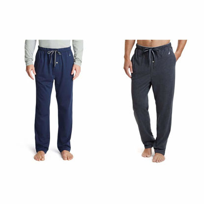 Picture of Nautica Men's Soft Knit Sleep Lounge Pant, Navy/Charcoal Heather (2 Pack), XX-Large