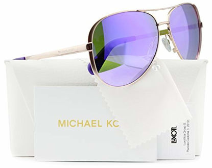 Picture of Michael Kors MK5004 Chelsea Aviator Sunglasses Rose Gold w/Purple Mirror (1003/4V) MK 5004 10034V 59mm Authentic