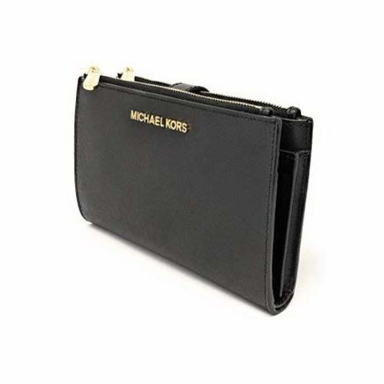 Picture of Michael Kors Women's Jet Set Travel Double Zip Wristlet, Black Saffiano, One Size