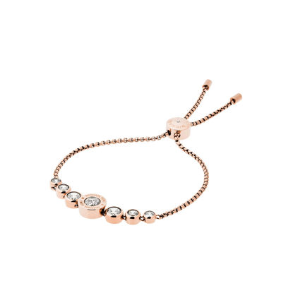 Picture of Michael Kors Logo Rose Gold-Tone and Jet Set Crystal Slider Bangle Bracelet