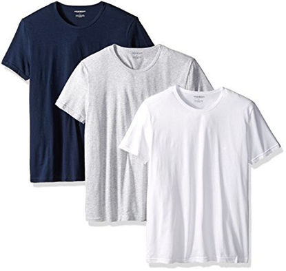 Picture of Emporio Armani Men's Cotton Crew Neck T-Shirt, 3-Pack, Grey/White/Navy, Medium