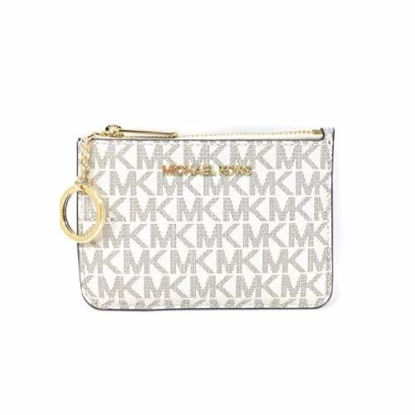 Picture of Michael Kors Jet Set Travel Small Top Zip Coin Pouch with ID Holder - PVC Coated Twill (Vanilla)