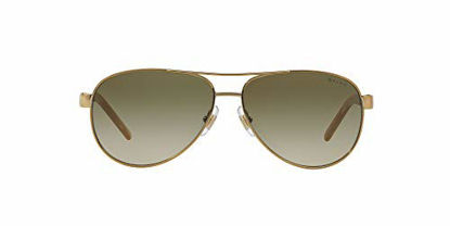 Picture of Ralph by Ralph Lauren Women's RA4004 Aviator Sunglasses, Shiny Gold/Gradient Brown, 59 mm