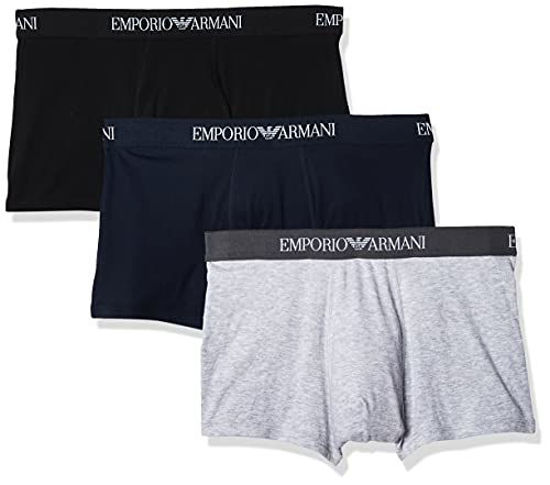 Picture of Emporio Armani Men's 3-Pack Cotton Trunks, Grey/Navy/Black, Medium