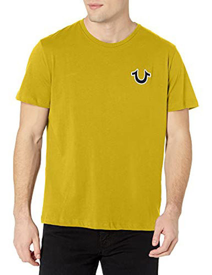 Picture of True Religion Men's Buddha Logo Short Sleeve Tee, Mustard Yellow, Large