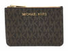 Picture of Michael Kors Jet Set Travel Small Top Zip Coin Pouch with ID Holder - PVC Coated Twill (Brown & Acorn)