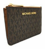 Picture of Michael Kors Jet Set Travel Small Top Zip Coin Pouch with ID Holder - PVC Coated Twill (Brown & Acorn)