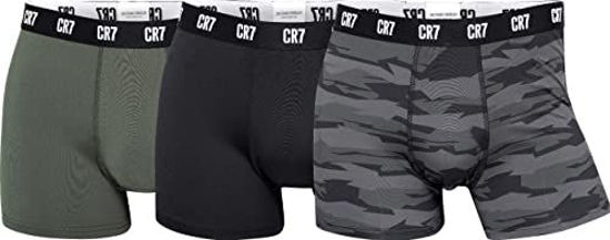 Picture of CR7 Men's 3-Pack Microfiber Trunks, Moss Green, Black, Camou, Double X Large