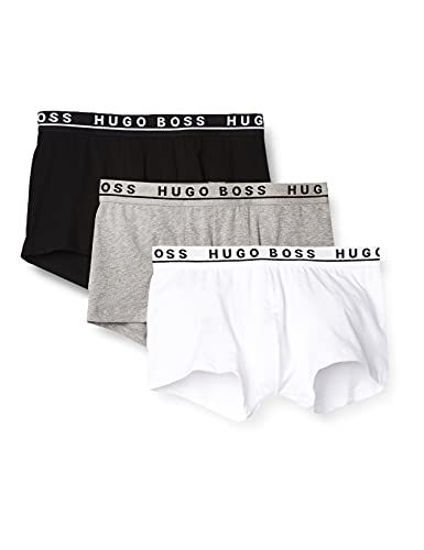 Picture of HUGO BOSS Men's 3-Pack Stretch Cotton Regular Fit Trunks, White/Gray/Black, Medium