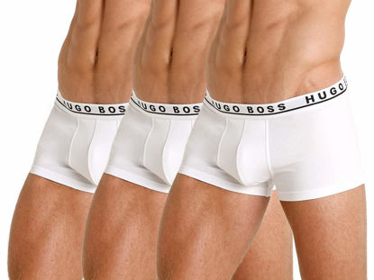 Picture of HUGO BOSS Men's 3-Pack Stretch Cotton Regular Fit Trunks, White, Large