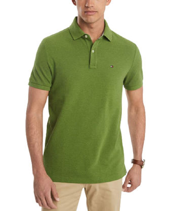 Picture of Tommy Hilfiger Men's Regular Short Sleeve Cotton Pique Polo Shirt in Classic Fit, Apple Green Heather, Large